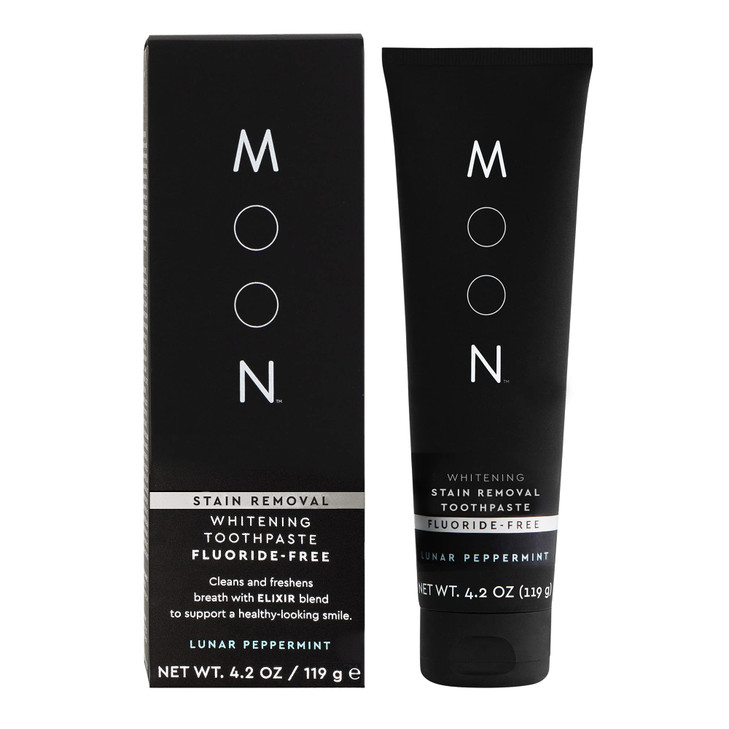 MOON Fluoride Free Toothpaste - Stain Removal Teeth Whitening Toothpaste for Adults & Children - with Essential Oils, Green Tea & Mica - Gentle on En