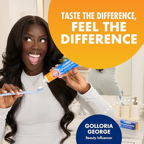 ARM & HAMMER Advance White Toothpaste, Teeth Whitening Baking Soda Toothpaste with Stain Defense Technology and Fluoride, Clean Mint Flavor, 6.0 Oz (