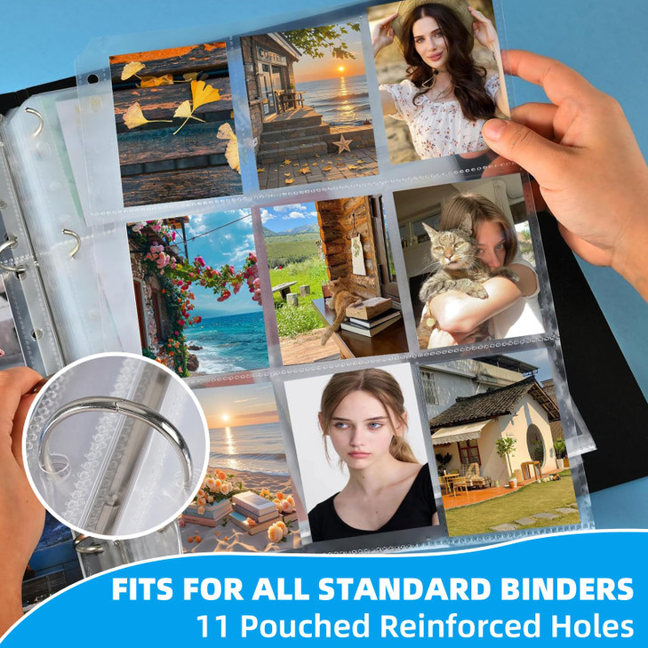 40 Pack 9 Pocket Card Sleeves Binder Sheets?Holds 720 Cards, Clear Trading Card Sleeve Pages Protector for 3 Ring Binder, Fit for Baseball,Football,G