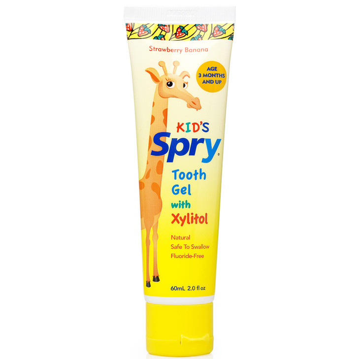 Spry Natural Xylitol Toothpaste for Baby, Toddler and Kids Age 3 Months and Up - Fluoride Free Tooth Gel, Tasty, Support Development of Emerging Teet