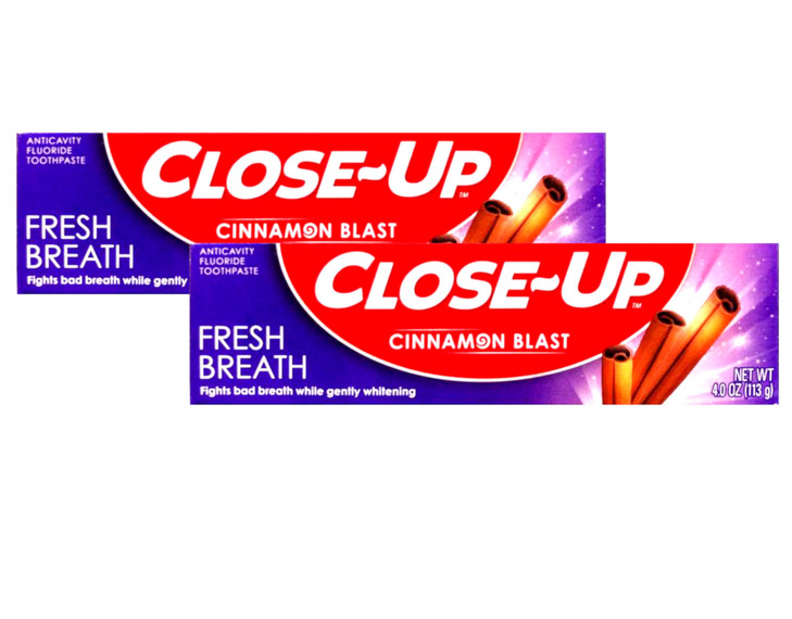 Close-Up Anti-Cavity Fluoride Toothpaste Freshening Gel with Ultra Cinnamon Flavor Blast, 4.0 oz, 2-Pack