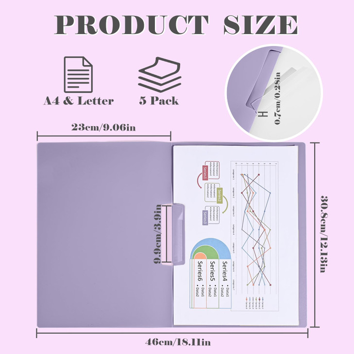 BAYTORY 5Pcs Report Covers with Swing Clip, Plastic Folders with Clip for A4 and Letter Size Paper, Report Folder Presentation Binder for School Busi