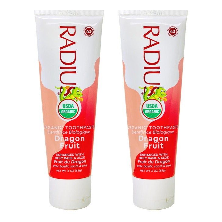 RADIUS USDA Organic Kids Toothpaste 3oz Non Toxic Chemical-Free Gluten-Free Designed to Improve Gum Health for Children's 6 Months and Up - Dragon Fr