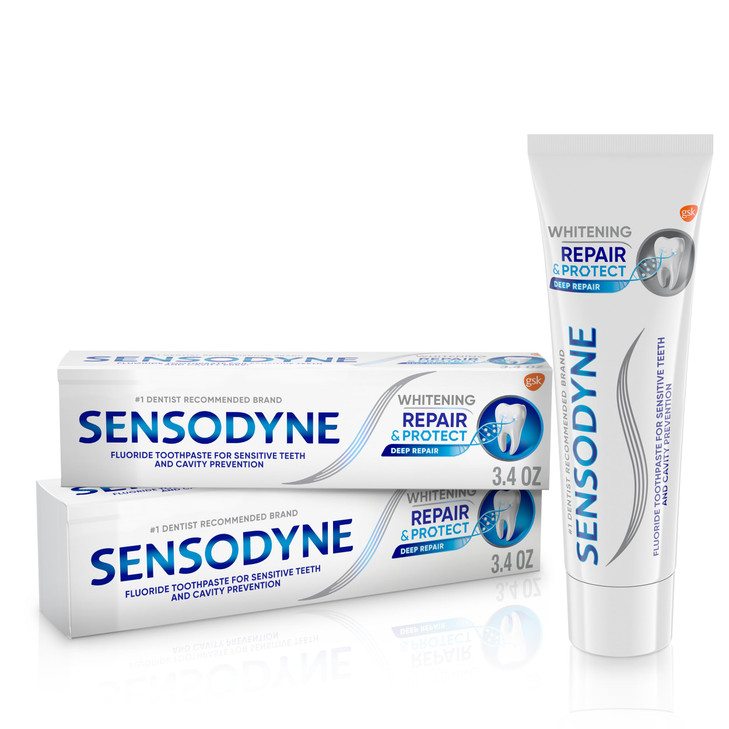 Sensodyne Repair and Protect Whitening Toothpaste, Toothpaste for Sensitive Teeth and Cavity Prevention, 3.4 oz (Pack of 2)