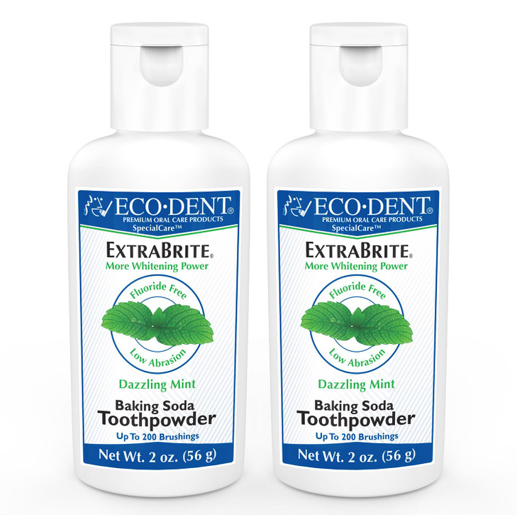 Eco-Dent ExtraBrite Baking Soda Toothpowder, Mint - Fluoride-Free Toothpaste Powder, SLS-Free Tooth Powder with Oxidizing Calcium Peroxide, Whitening