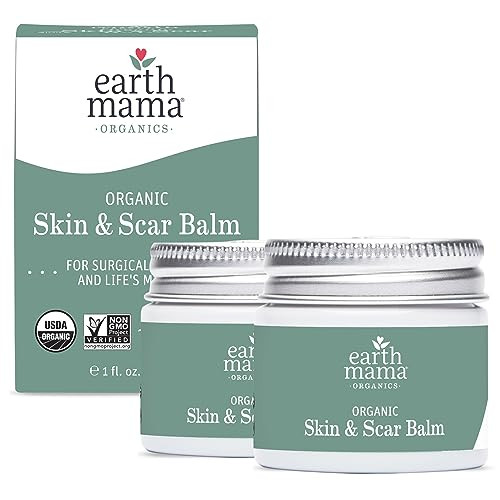 Earth Mama Organic Skin & Scar Balm |C-Section Recovery Skin Care, Pregnancy Stretch Mark Scar Cream with Organic Jojoba Oil, Tamanu Oil & Gotu Kola