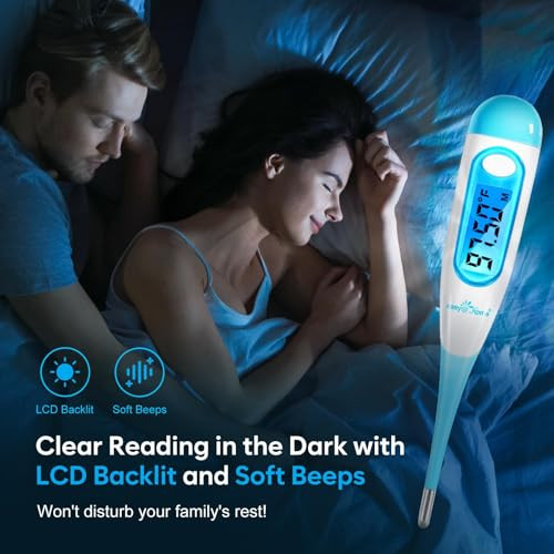 Easy@Home Digital Basal Thermometer for Ovulation: Backlight LCD Display 1/100th Degree High Precision BBT, Memory Recall, NOT Bluetooth Enabled  Sc