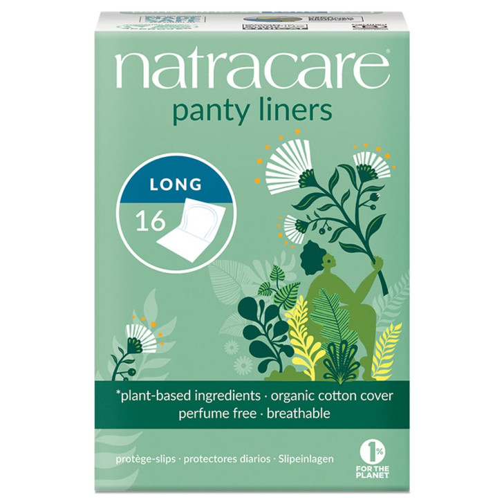 Natracare Natural Organic Panty Liners, Long, Made with Certified Organic Cotton, Ecologically Certified Cellulose Pulp and Plant Starch (1 Pack, 16
