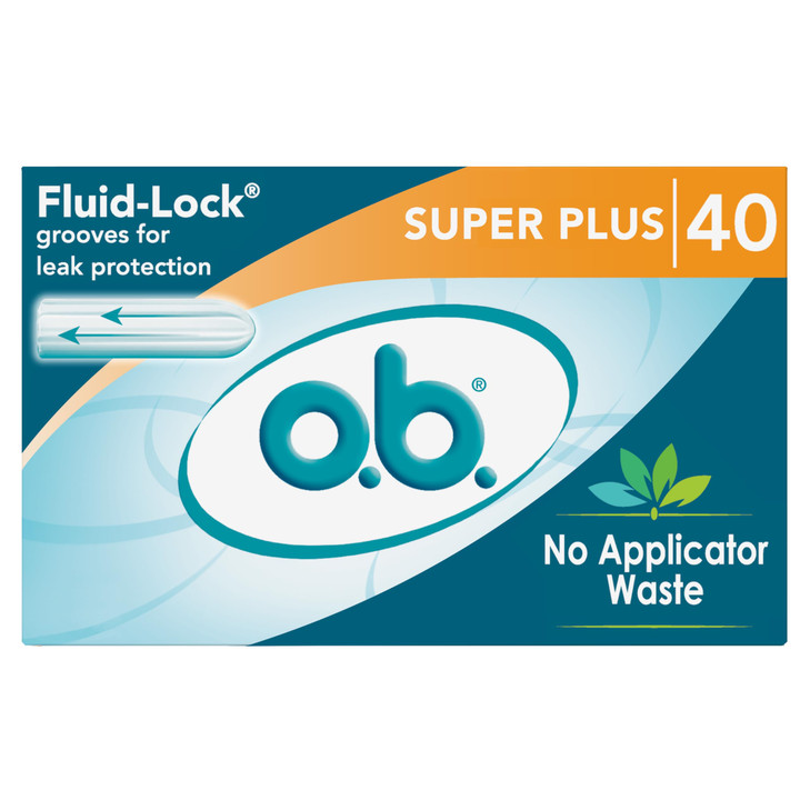 o.b. Tampons No Applicator, Fragrance-Free - 40ct | Applicator-Free Tampons Super Plus, Feminine Care, ob Tampon Super Plus, Period Products