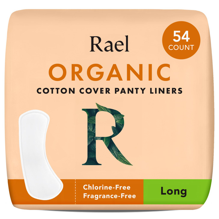Rael Panty Liners for Women, Organic Cotton Cover - Long Pantiliners, Light Absorbency, Unscented, Chlorine Free (Long, 54 Count)