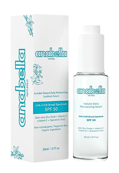 Natural Mineral & Invisible Moisturizing Serum with SPF 50 Lightweight Non-Greasy with Hyaluronic Acid Niacinamide Vitamin C Vitamin E & Non-Nano Zin