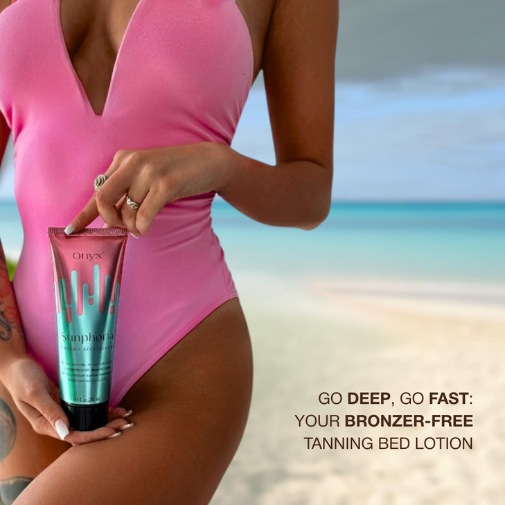 Onyx Sunphoria Bronzer-Free Indoor Tanning Bed Lotion | Fast Melanin-Boost Accelerator for Deeper Tan | Streak-Free Non-Sticky Formula with Hydrating