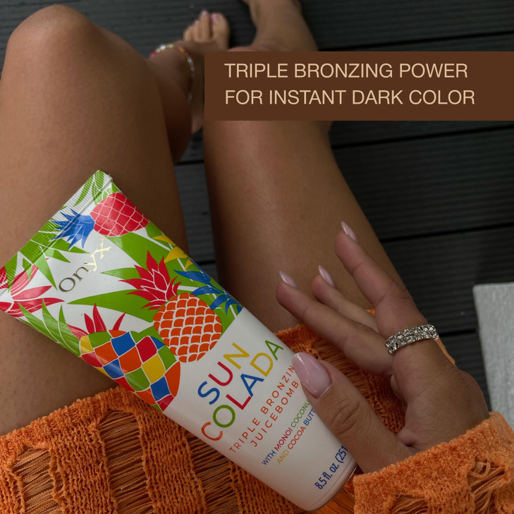 Onyx Suncolada Triple Bronzing Lotion for Tanning Bed - Indoor Dark Tanning Accelerator with Bronzer | Anti-Aging, Hydrating, Streak-Free formula | 8