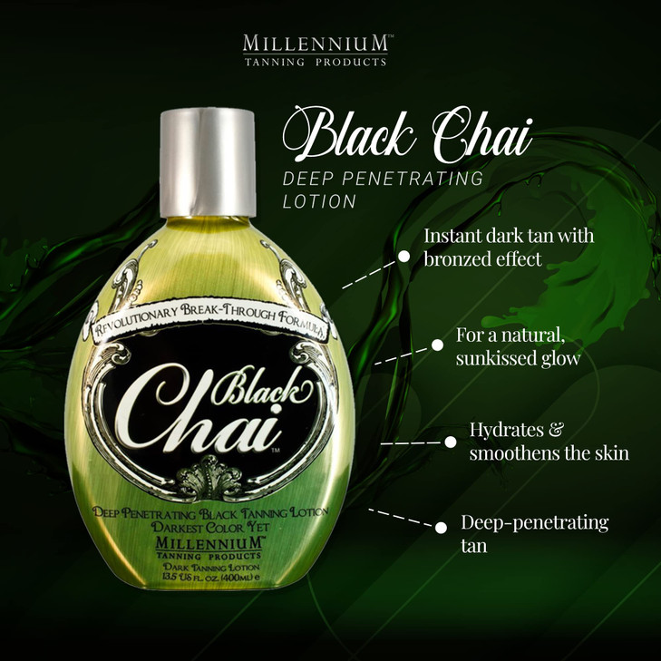 Millennium Tanning Products BLACK CHAI Unique Auto-Darkening Tan Technology Tanning Lotion - 13.5 oz