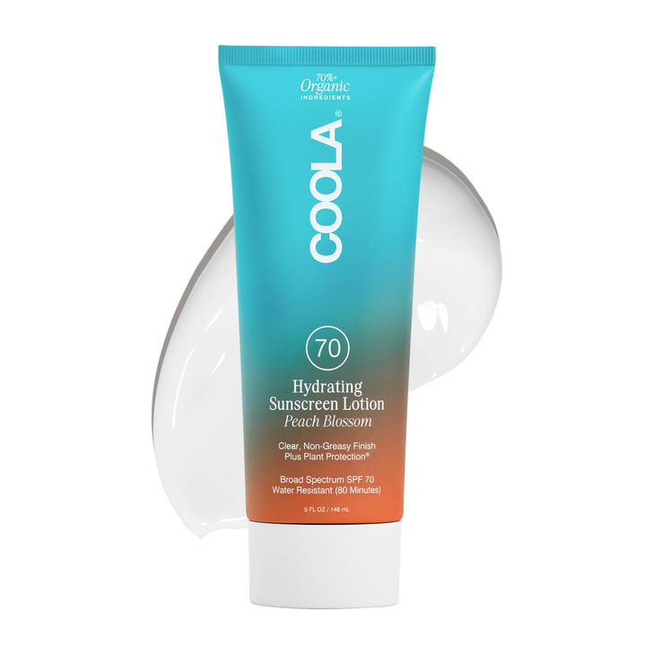 COOLA Organic Sunscreen SPF 70 Sunblock Body Lotion, Dermatologist Tested Skin Care for Daily Protection, Vegan and Gluten Free, Peach Blossom, 5 Fl