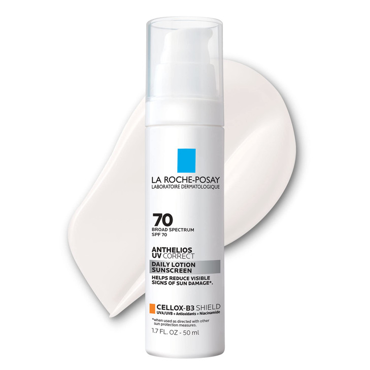La Roche-Posay Anthelios UV Correct Sunscreen Moisturizer SPF 70, Daily Anti-Aging Face Moisturizer with Niacinamide to Even Skin Tone & Fine Lines,