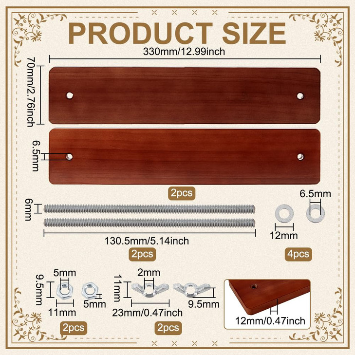 BENECREAT Book Press Bookbinding, Wooden Book Press Tool Portable Binding Press Machine with Iron Nut, Screw Rod for Home, School, Office Bookbinding