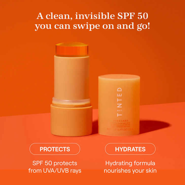 Live Tinted Hueguard Invisible Sunscreen Stick SPF 50: Waterproof, Sweatproof, Body and Face Sun screen Stick, Roll On Sun Screen, No White Cast & Hy