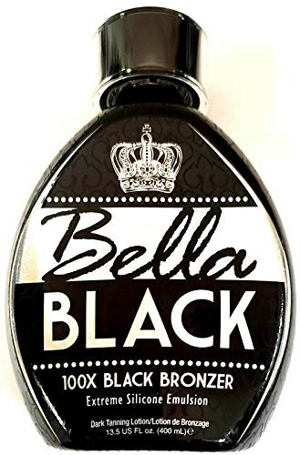 Bella Black 100X Bronzer Tanning Lotion  Premium Tanning Bed Lotion with Extreme Silicone Emulsion and Banana Fruit Extract  Instant Results  Dark