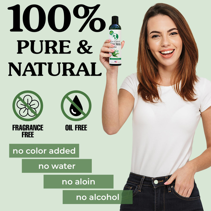 Earth's Daughter Organic Aloe Vera Gel from Fresh Cut 100% Pure Organic Aloe leaves  Fast Absorbing for Face, Skin, Hair & Body  Vegan, Unscented,