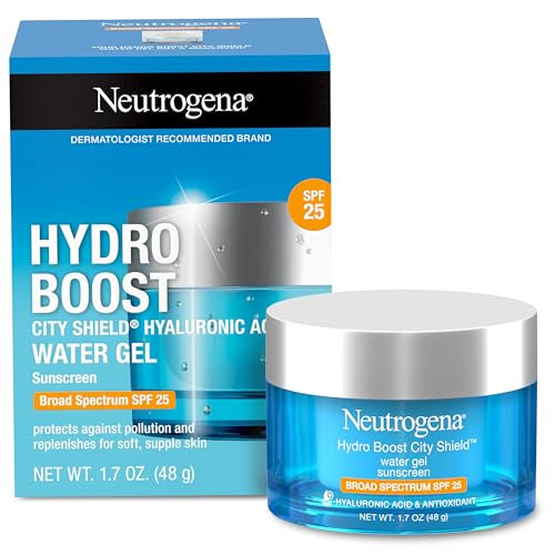 Neutrogena Hydro Boost City Shield Water Gel Face Moisturizer with Broad Spectrum SPF 25, Hydrating Facial Sunscreen with Hyaluronic Acid, Oil-Free a