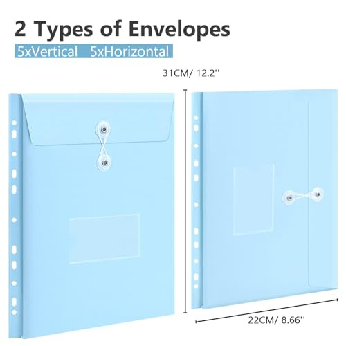 Uquelic Expandable Binder Pockets for Letter and A4 Size Colorful Binder Envelopes Pockets Folders Perfect for Organizing Documents School Office Sup