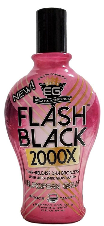 European Gold Flash Black 2000X Indoor Tanning Lotion with Advanced Time-Release DHA Bronzers, Skin Conditioning Complex, and Ultra-Dark Color Enhanc