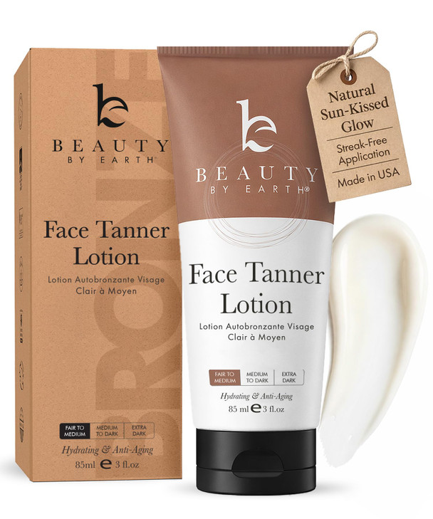 Face Tanner - USA Made with Natural & Organic Ingredients, Gradual Facial Self Tanner Lotion for Natural-Looking Fake Tan & Streak-Free Natural Glow