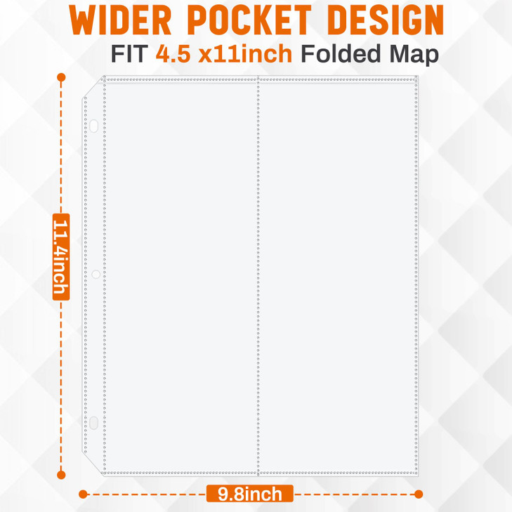 Affrolling 50 Pcs 2-Pocket Folded Map Sleeves, Brochure Holder, Map Protector, 4.5" x 11" Pockets, Protective Sleeves for 3 Ring Binder