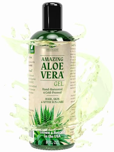 Green Leaf Naturals Amazing Aloe Vera Gel - Freshly Cut, 100% Pure Aloe, Premium Quality, Vegan, Unscented - Natural Sunburn Relief, After Shave, Ski