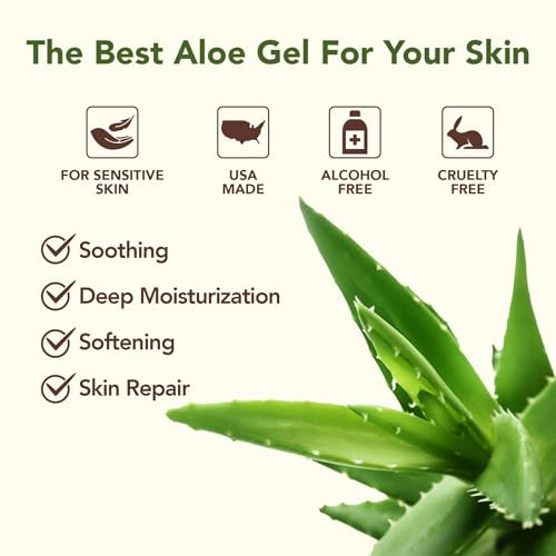 Green Leaf Naturals Amazing Aloe Vera Gel - Freshly Cut, 100% Pure Aloe, Premium Quality, Vegan, Unscented - Natural Sunburn Relief, After Shave, Ski