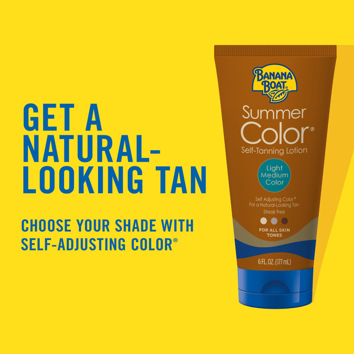 Banana Boat Summer Color Self Tanning Lotion, 6oz | Light Medium Color for All Skin Tones, Self Tanner Lotion, Sunless Tan, 6oz