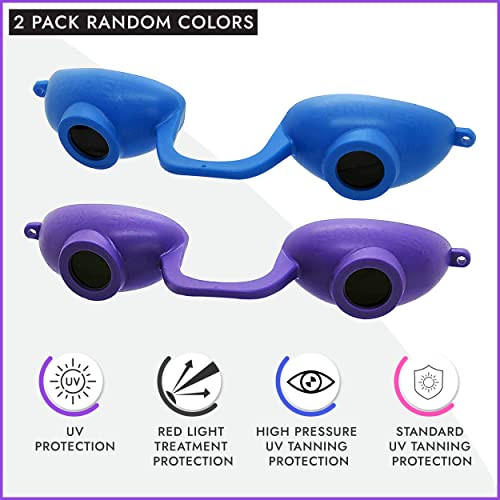 Super Sunnies Flex UV Eye Protection, FDA Compliant Tanning Bed Goggles, Red Light Therapy Glasses - Random
