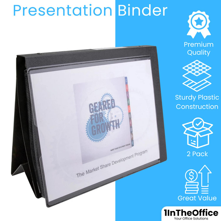 1InTheOffice Presentation Binder 8 1/2" x 11" Sheet Size, 2 Pack