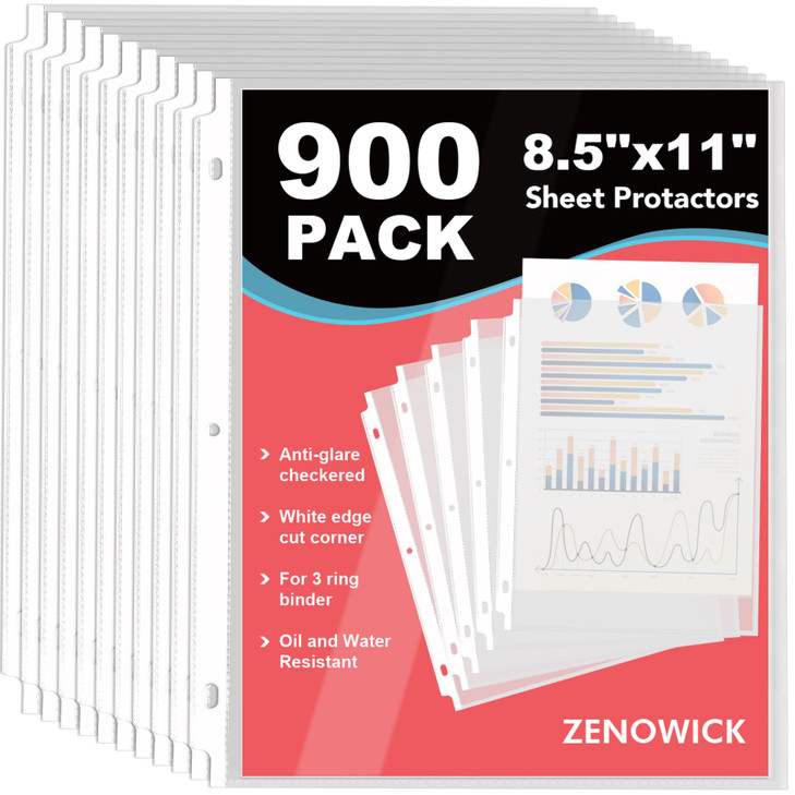 900 Pack Sheet Protectors 8.5 x 11 inch Clear Page Protectors for 3 Ring Binder, Plastic Sleeves for Papers, Document