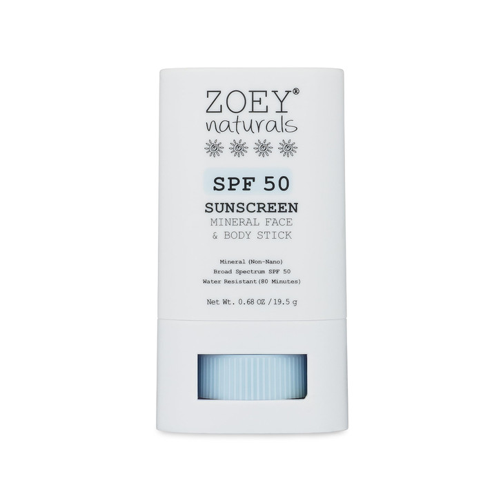 Zoey Naturals SPF 50 Mineral Sunscreen Stick for Babies & Kids - Safe Sunblock Moisturizer for Body & Face - with Rose Hips Oil, Zinc Oxide, Cruelty