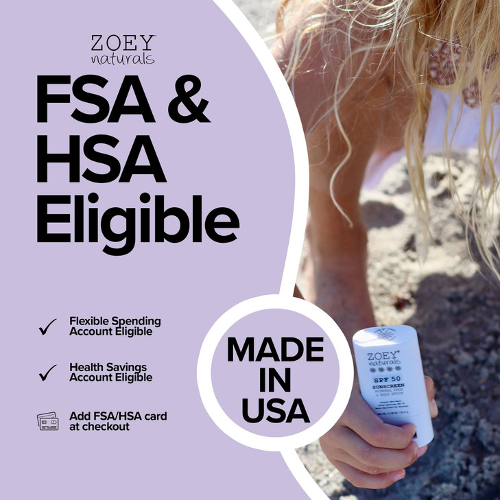 Zoey Naturals SPF 50 Mineral Sunscreen Stick for Babies & Kids - Safe Sunblock Moisturizer for Body & Face - with Rose Hips Oil, Zinc Oxide, Cruelty