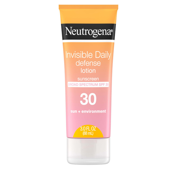 Neutrogena Invisible Daily Defense Sunscreen Lotion, Broad Spectrum SPF 30, Oxybenzone-Free & Water-Resistant, Sun & Environmental Aggressor Protecti