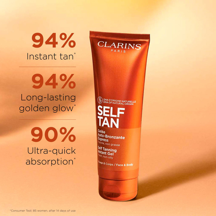 Clarins Self Tanning Tinted Gel | Self Tanner For Face and Body | Natural, Long-Lasting, Streak-Free, Buildable, Instant Tan* | Non-Staining and Fast