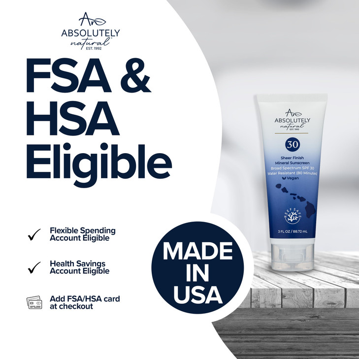 Absolutely Natural - SPF 30 Mineral Sunscreen - Broad Spectrum Water Resistant Moisturizer Lotion For Body & Face - With Non-Nano Zinc Oxide, Vitamin
