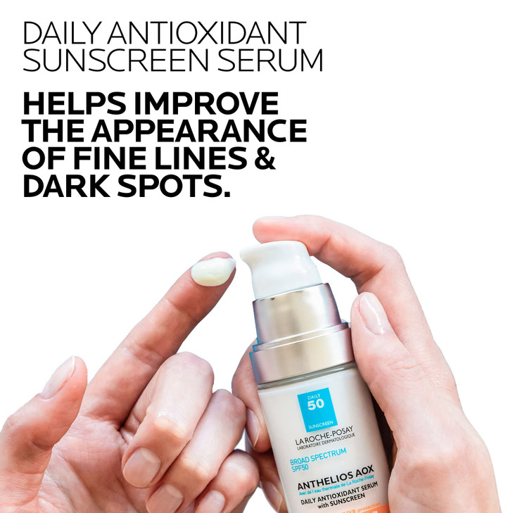 La Roche-Posay Anthelios AOX Daily Antioxidant Serum with SPF, Face Moisturizer with Sunscreen and Vitamin C & E, Oil Free Face Sunscreen for Sensiti