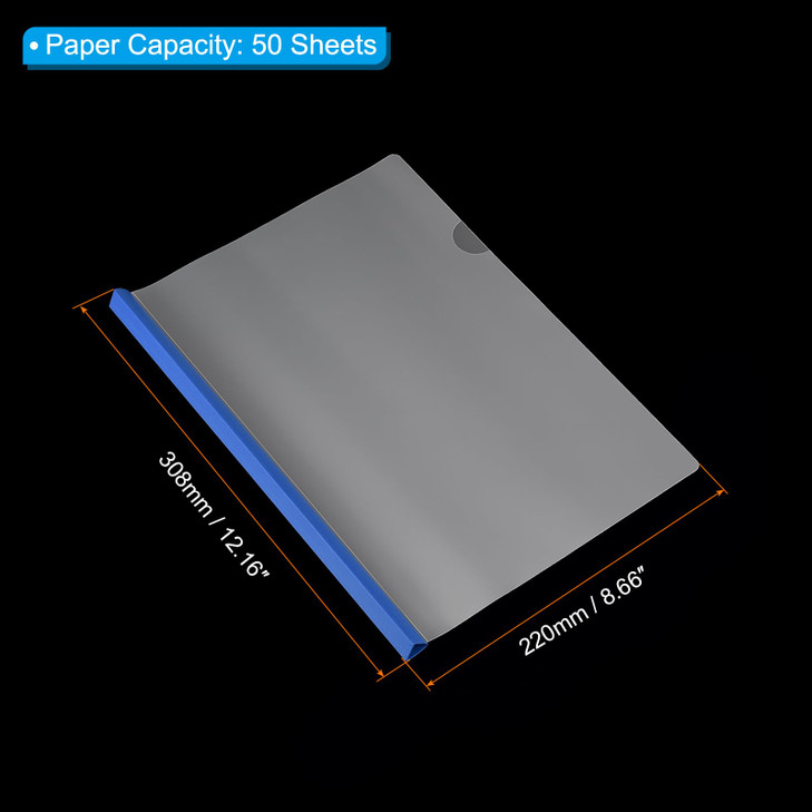 PATIKIL Clear Report Covers with Sliding Bar, 10 Pcs 15mm Slide-Grip Resume Cover 135 Sheets Capacity, A4 Presentation Folders for File, Resume, Blue