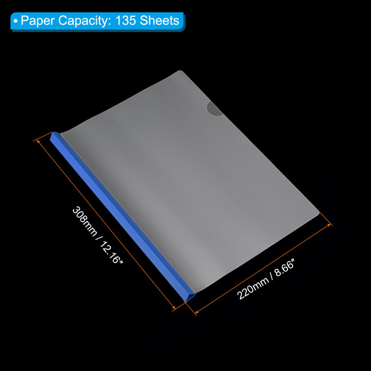 PATIKIL Clear Report Covers with Sliding Bar, 20 Pcs 15mm Slide-Grip Resume Cover 135 Sheets Capacity, A4 Presentation Folders for File, Resume, Blue