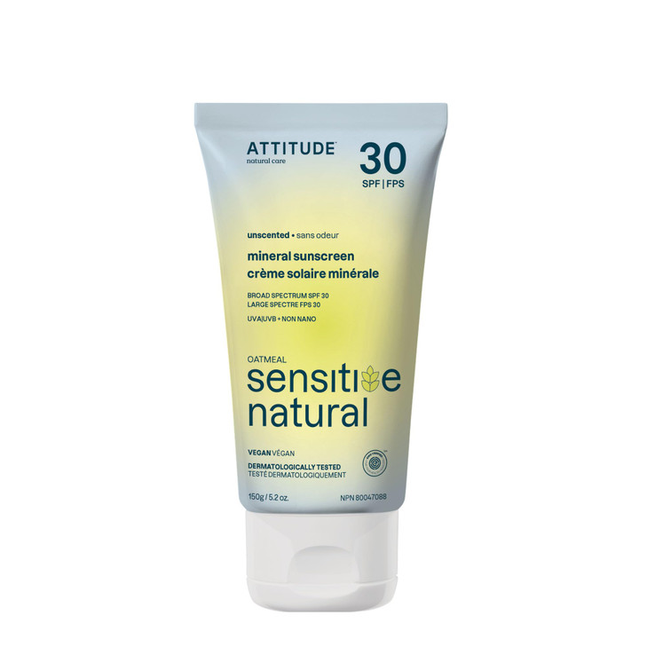 ATTITUDE Mineral Sunscreen for Sensitive Skin, EWG Verified, Broad Spectrum UVA/UVB, Dermatologically Tested, Plant and Mineral-Based Formula, Vegan,