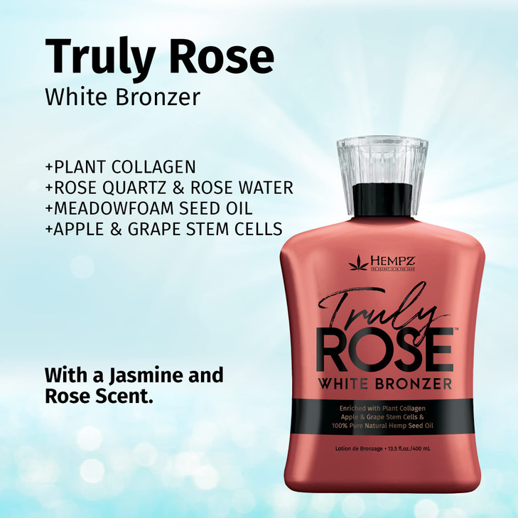 HEMPZ Truly Rose White Bronzer - Herbal Moisturizing Self Tanning Lotion for Tanning Beds, Beach, Sun 13.5 Fl OZ