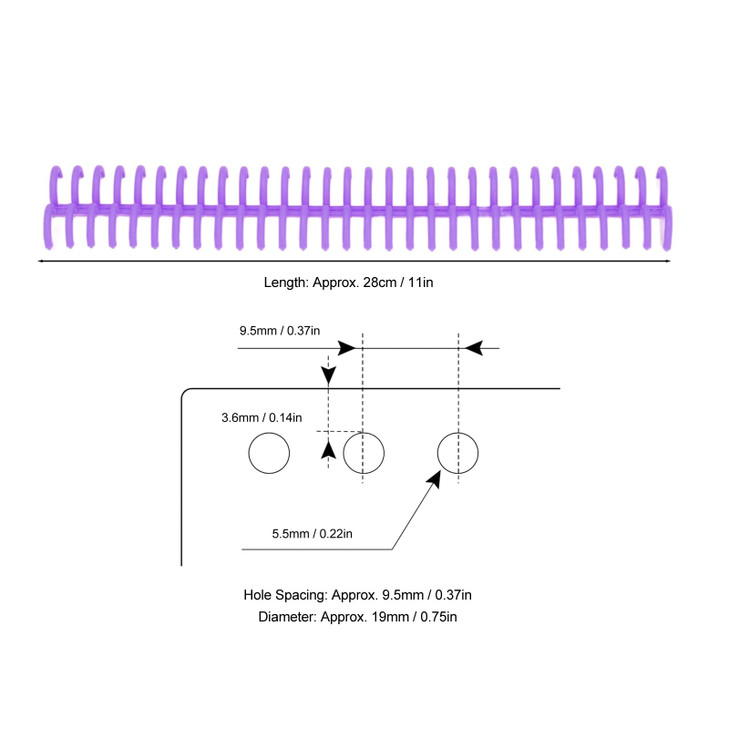 10PCS Binding Spines Plastic Binding Combs Spiral Binding Coils for A4 B5 A5 Paper Size 19mm 30 Rings 150 Sheets Capacity (Purple)