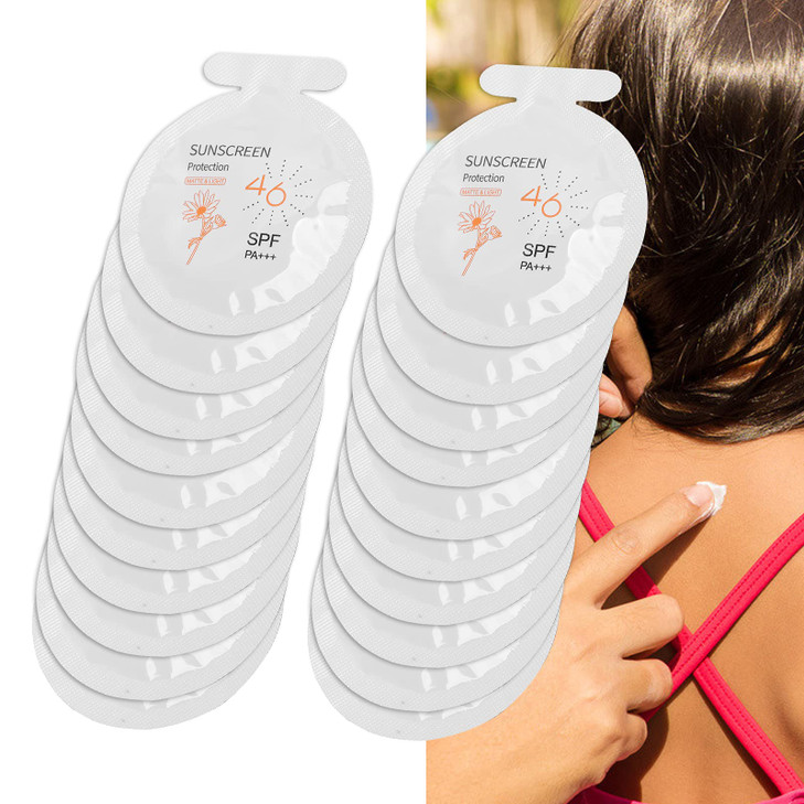 Pack of 20 Sunscreen, SPF46 PA+++ Moisturizing Sunscreen,3ml Face & Body Sunblock, Moisturizing Sunscreen for Most of Skins Portable Resist Water Sun