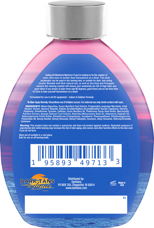 Somewhere On A Boat Tanning Lotion for Indoor Tanning Beds/Outdoor Sun Tan Dark Tanning Bed Lotion w/Coconut Oil, Pineapple & Shea Butter 13.5oz - Wh
