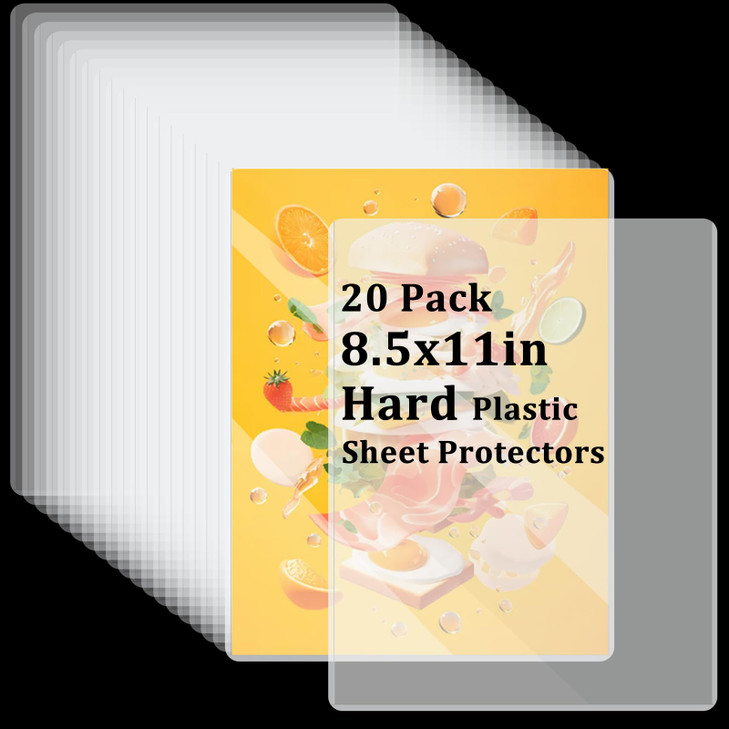 Acrux7 8.5" x 11" Hard Plastic Sheet Protectors, 20 Pack Clear Rigid Print Protectors, Top-Loading Hard Plastic Sleeves for Paper, Photo, Poster, Doc