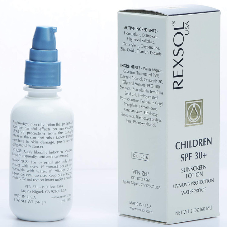 REXSOL Children SPF 30+ Sunscreen UVA/UVB Protection Waterproof | Enriched with vitamins A, C, E and natural plant extracts | With nourishing moistur